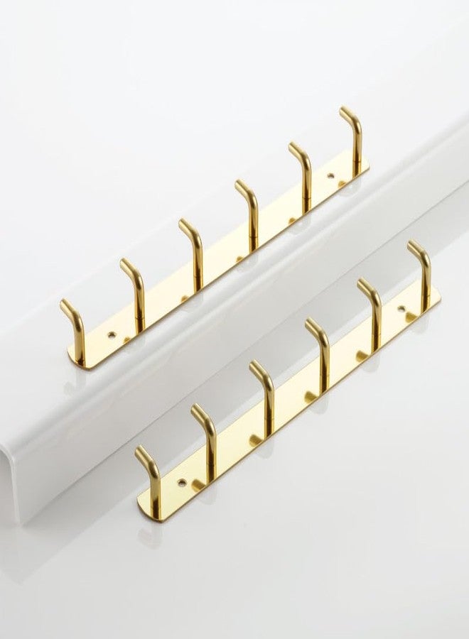 iSTAR Stainless Steel 6 Pin Bath Towel Hooks | Durable Rust Resistant Hook Organizer Rail | Wall Mounted Multipurpose Hanger for Bathroom, Kitchen, Clothes, Towels, Keys and Bath Robe (Set of 2, Gold) - Image 3